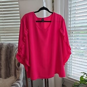 SHEIN Pink Boxy Ruffled Blouse